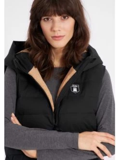 Blitzangebot 🎁 Bekleidung Derbe Lange Weste Vestholm Long In Black/caramel Günstig Kaufen ⌛ -Damen Thermojacke Verkäufe derbe lange weste vestholm long in black caramel 4
