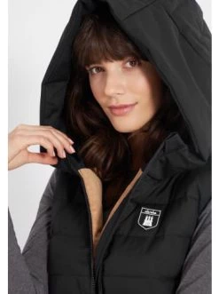 Blitzangebot 🎁 Bekleidung Derbe Lange Weste Vestholm Long In Black/caramel Günstig Kaufen ⌛ -Damen Thermojacke Verkäufe derbe lange weste vestholm long in black caramel 5