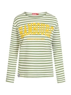 Auslauf ❤️ Bekleidung Derbe Longsleeve Hambourg Striped In Off White/cactus Günstig Kaufen 😉