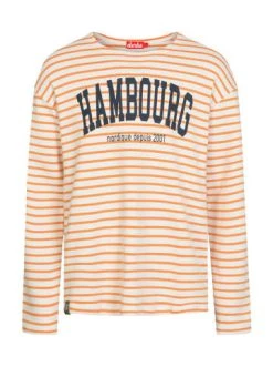 Billig 🎁 Bekleidung Derbe Longsleeve Hambourg Striped In Off White/sun Orange Günstig Kaufen 💯