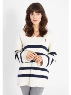 Bestpreis 😉 Bekleidung Derbe Strickpullover Kippes Striped In Off White/navy Günstig Kaufen ⌛ -Damen Thermojacke Verkäufe derbe strickpullover kippes striped in off white navy 1