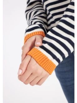 Angebote 👏 Bekleidung Derbe Strickpullover Moin Striped In Navy/sun Orange Günstig Kaufen 👏 -Damen Thermojacke Verkäufe derbe strickpullover moin striped in navy sun orange 5