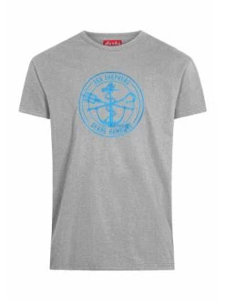 Coupon ✔️ Bekleidung Derbe T-Shirt Barsch Mono GOTS IC In Grey Melange/brilliant Blue Günstig Kaufen 🥰